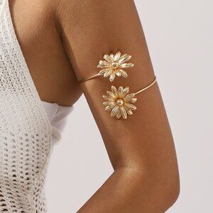 3/$35 Gold Floral Arm Cuff Bracelet Bangle Elegant Boho Body Jewelry Summer